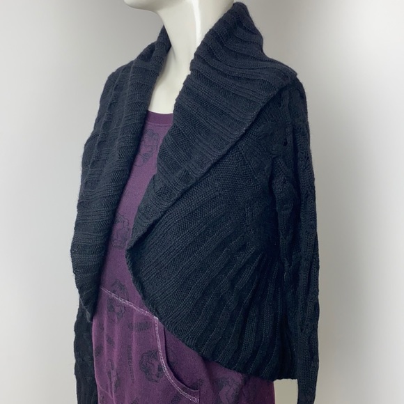 Vince Black Wool/Cashmere/Alpaca Shawl Collar Textured Cardigan Size XS - Picture 3 of 10